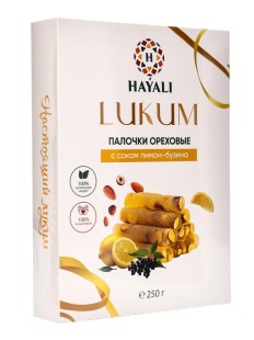 Лукум палочки ореховые с соком лимон-бузина, 250 г